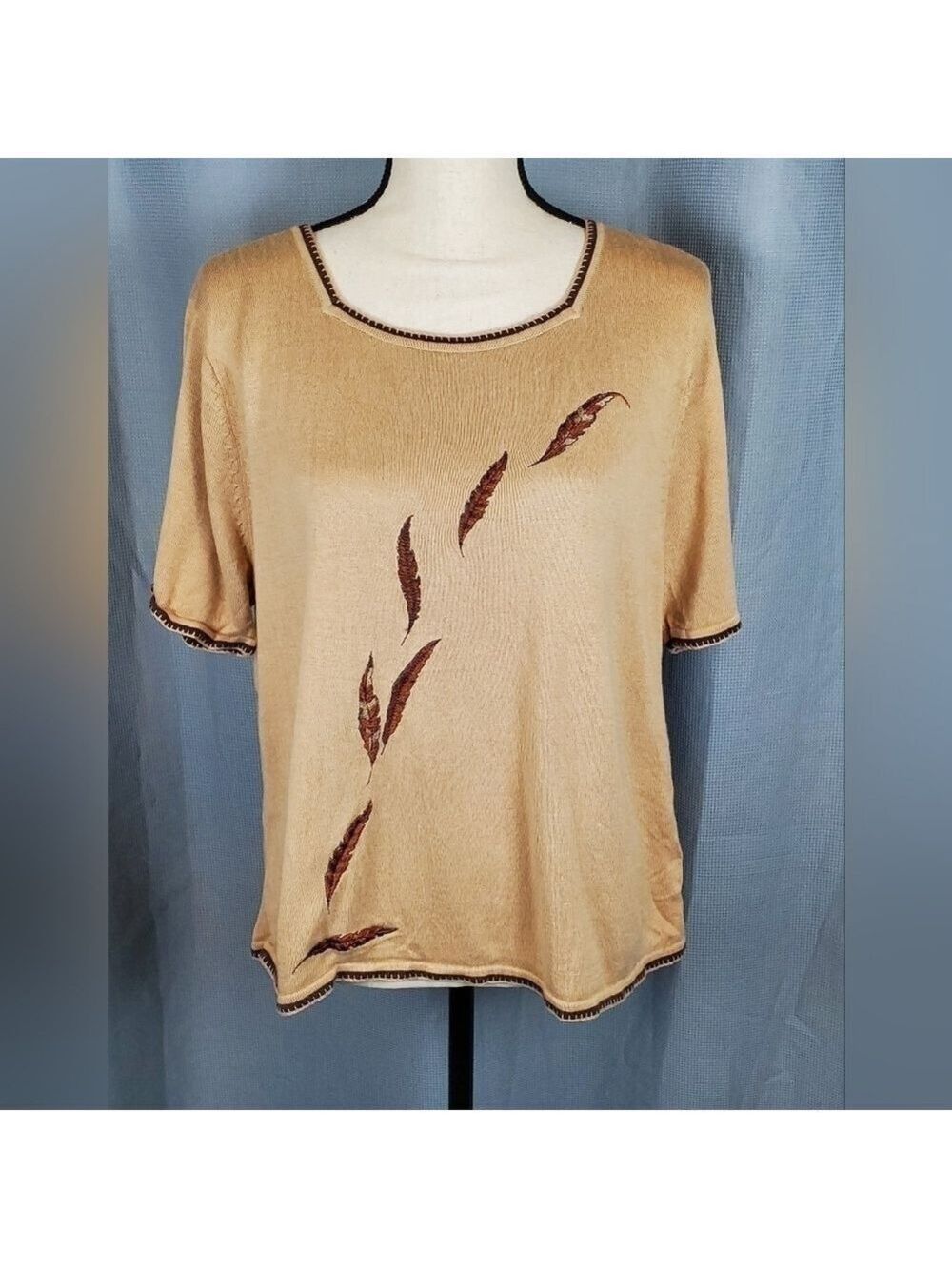 Teddi short sleeve top, brown, size XL